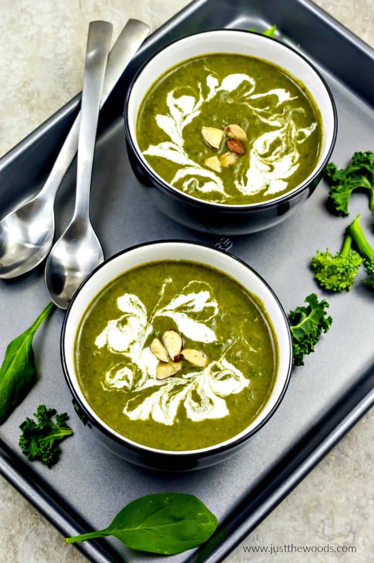 spinach soup, spinach soup recipe, broccoli spinach soup, kale spinach soup