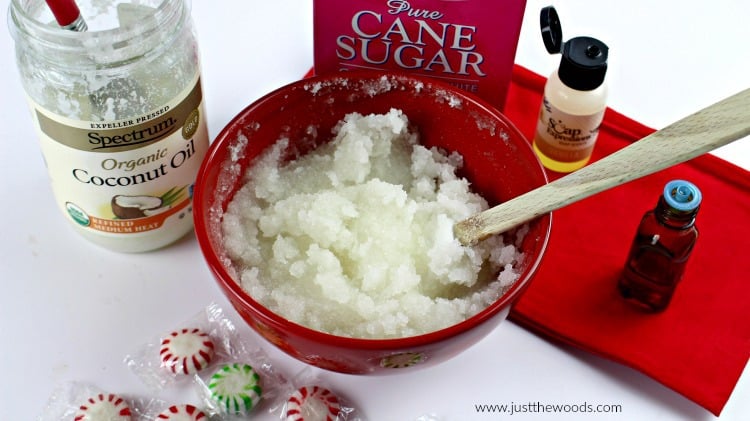 easy to make sugar scrub recipe, how to make your own sugar scrubs, diy sugar scrub recipe, peppermint sugar scrub 