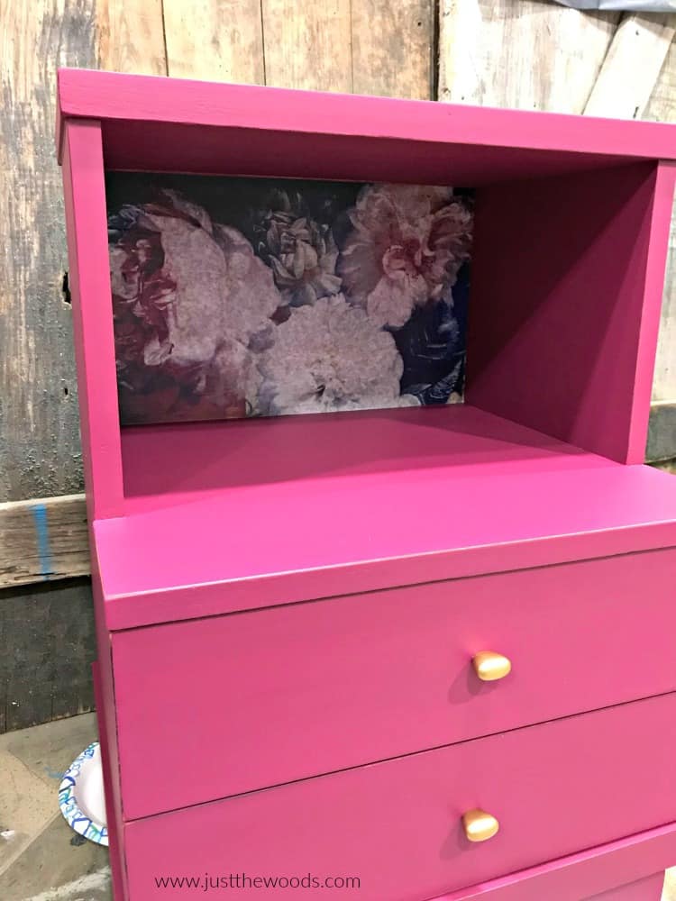 pink painted furniture, hand painted furniture, decoupage furniture, decoupaged furniture