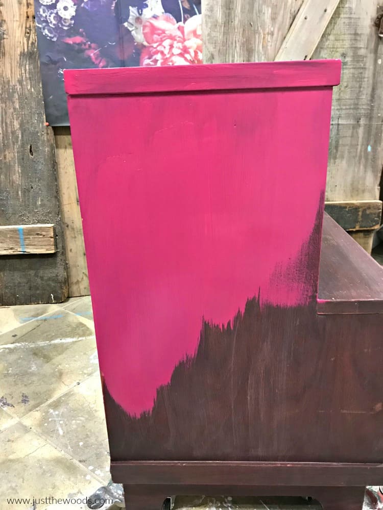 pink painted furniture, hand painted furniture, pink painted table, plum crazy, dixie belle furniture paint