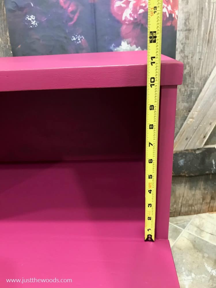 measure painted table, hand painted furniture, pink painted table, decoupage