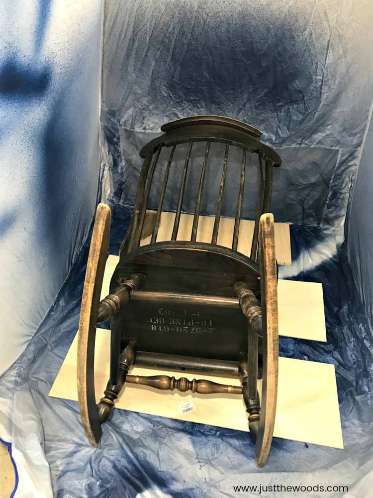 wooden rocking chair makeover, painted rocking chair idea, paint rocking chair, paint spindles