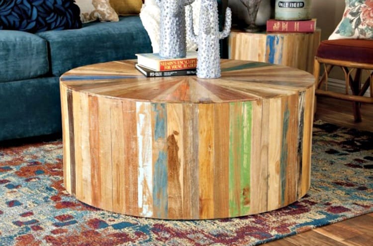 rustic round coffee table, rustic wood coffee table, reclaimed wood coffee table