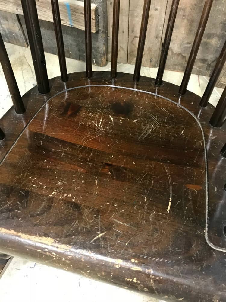 damaged wood, old rocking chair, wooden rocking chair seat
