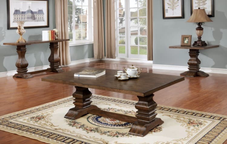 rustic pedestal coffee table set, chunky rustic coffee tables