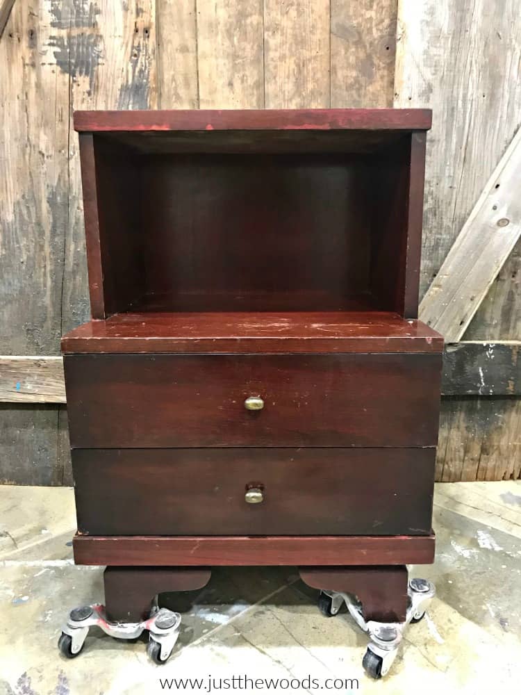 vintage nightstand, wood table, hand painted table, mahogany table