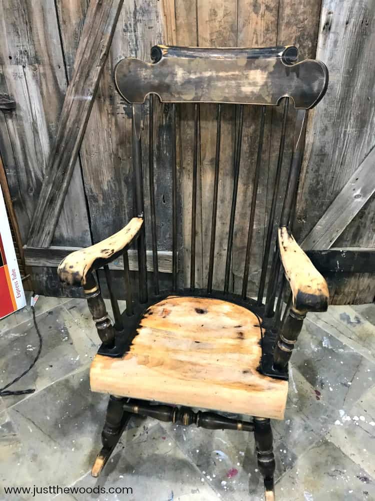 sanded rocking chair, wooden rocking chair, paint wood rocking chair