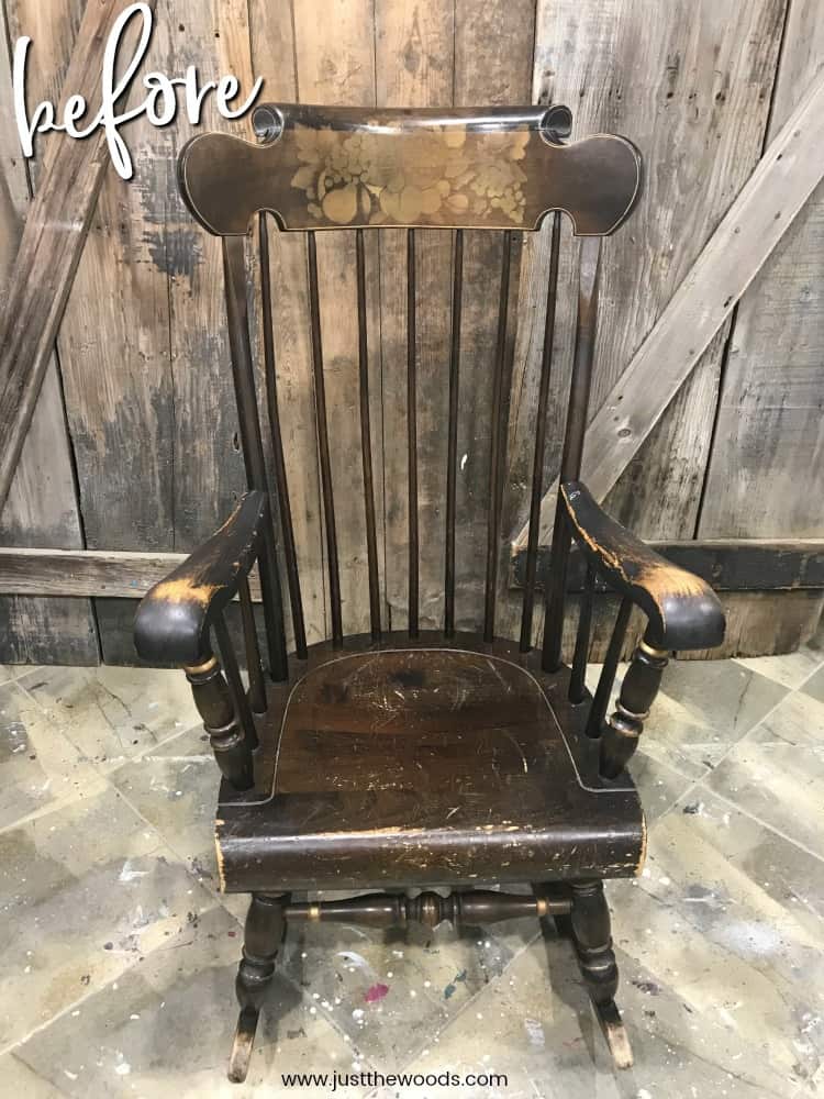 wooden rocking chair, vintage rocking chair, rocking chair makeover, old rocking chair