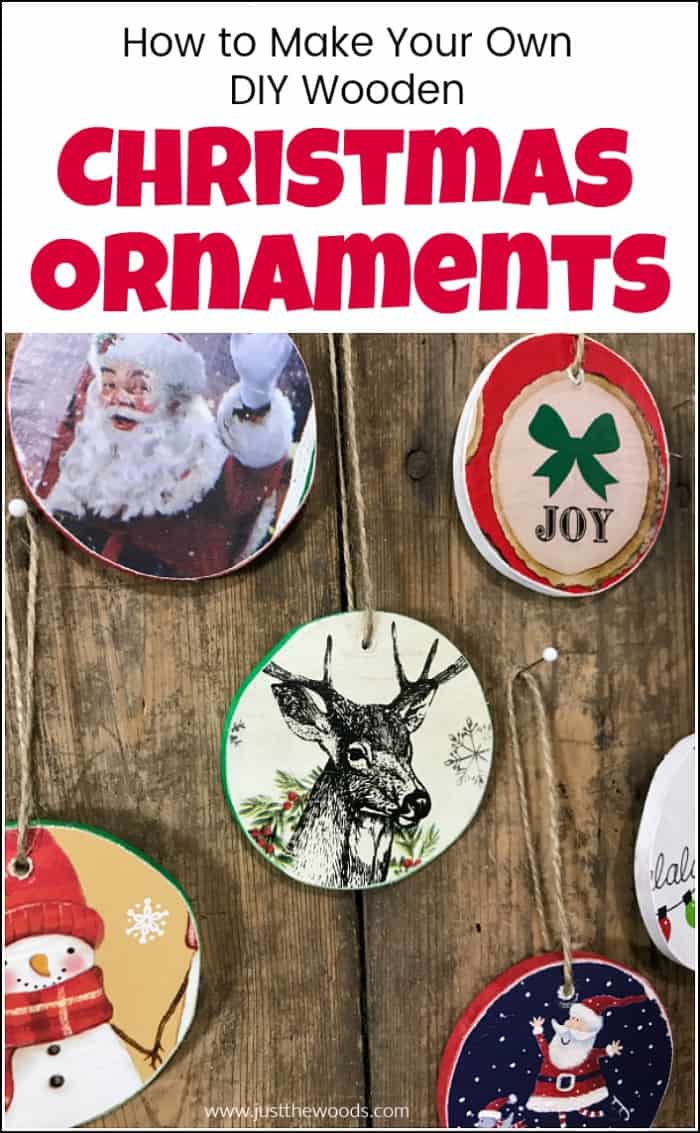 Ready to make your own Christmas ornaments? These easy DIY wooden Christmas ornaments are the perfect amount of vintage style and personal touch. See how to make your own DIY Christmas ornaments to keep or gift. #DIYChristmasornaments #woodenornaments #woodenChristmasornaments #homemadeChristmasornaments #scrollsawprojects #woodenChristmastreeornaments