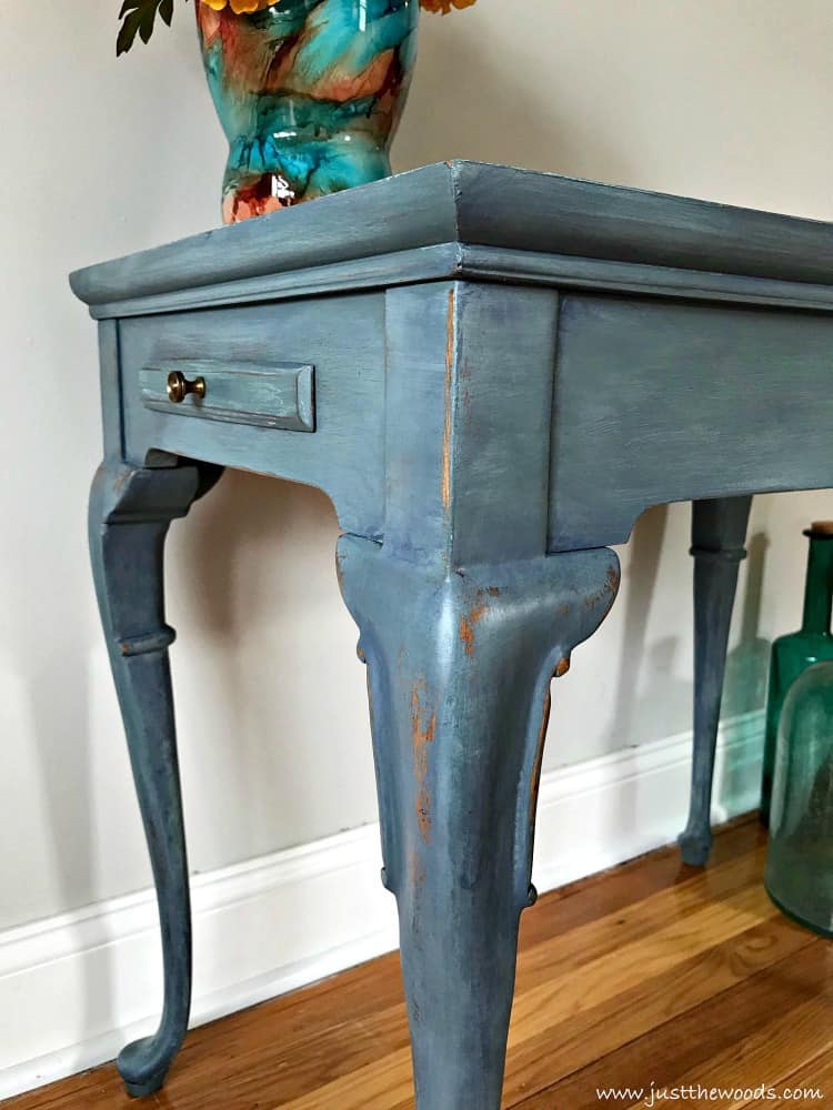 blue painted table, denim painted table, blue painted furniture, layering paint, paint layers chalk paint