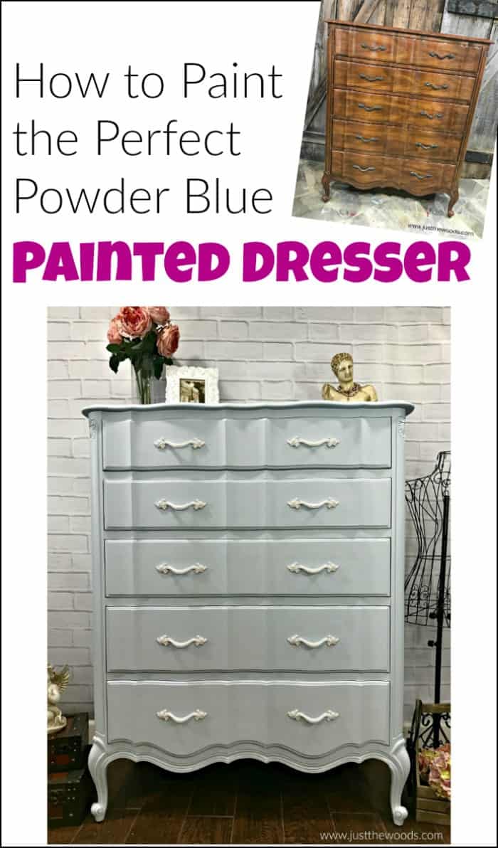 A painted dresser allows you to keep an old piece of furniture while giving it a whole new look. Need a few painted dresser ideas? Enjoy this DIY dresser. #painteddresser #DIYdresser #painteddresserideas #howtopaintadresser #paintedfurniture #dressermakeover #painteddresserbeforeandafter #howtorefinishadresser #howtopaintfurniture