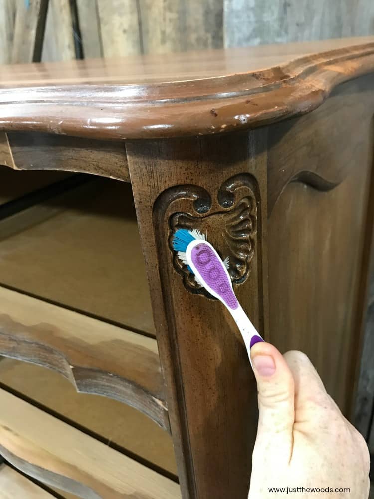 cleaning furniture with toothbrush, painted dresser, how to paint a dresser