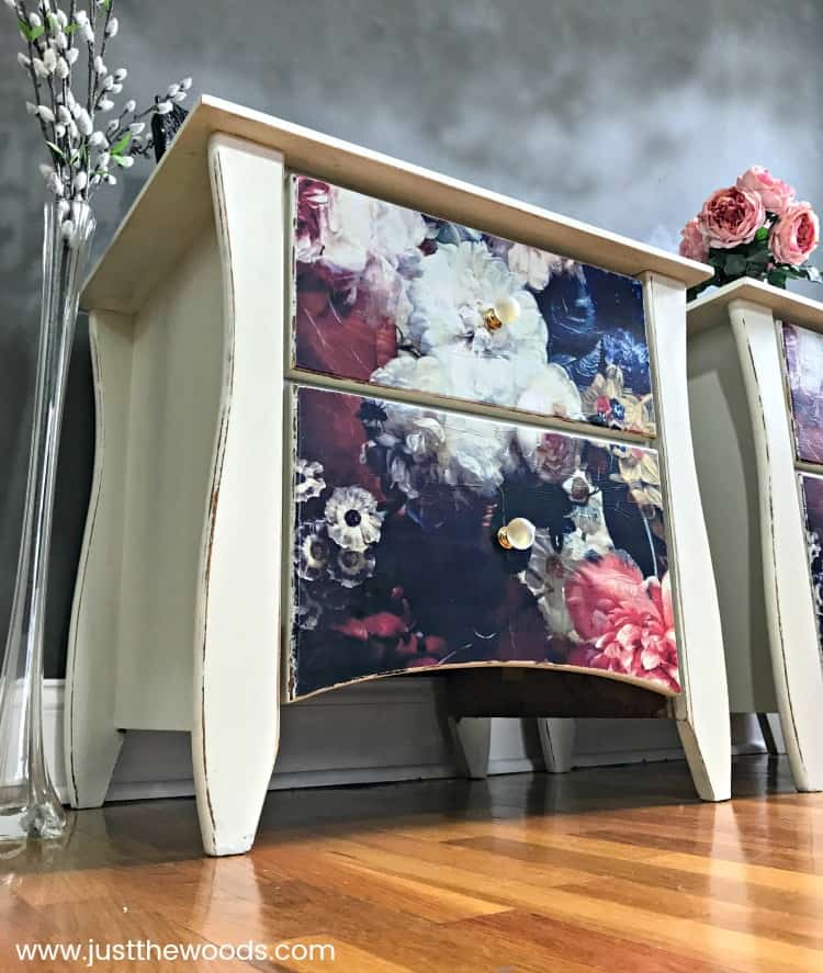 cream painted tables, chalk painted tables, decoupage tables, Decoupage Furniture, cloudy wall