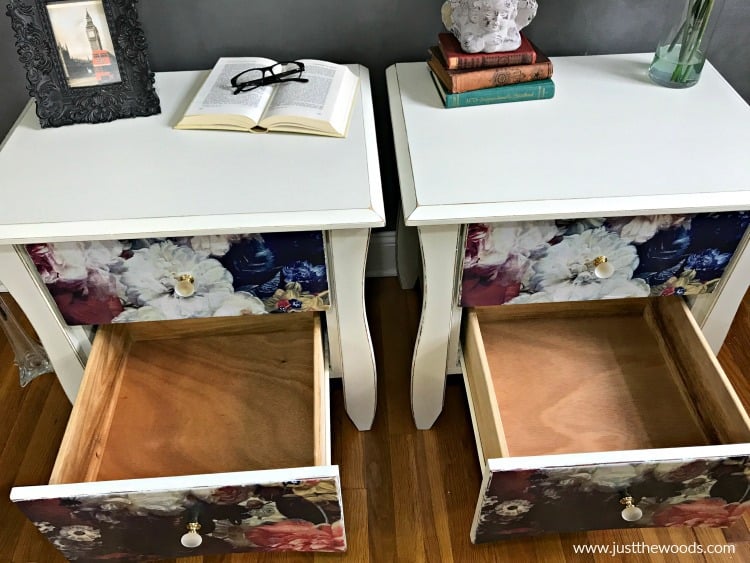 painted tables, Decoupage Furniture, wooden furniture, open drawers