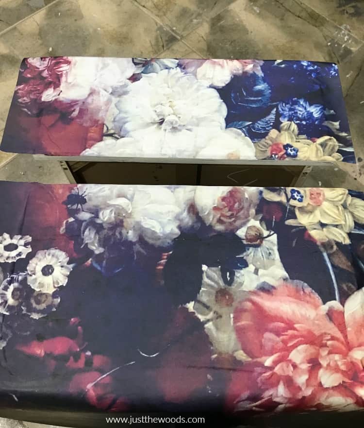 add paper to painted furniture, how to decoupage paper on furniture, floral tissue decoupage