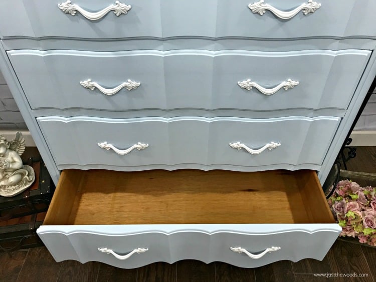 painted dresser, blue painted dresser, white painted hardware, painted dresser ideas, diy dresser