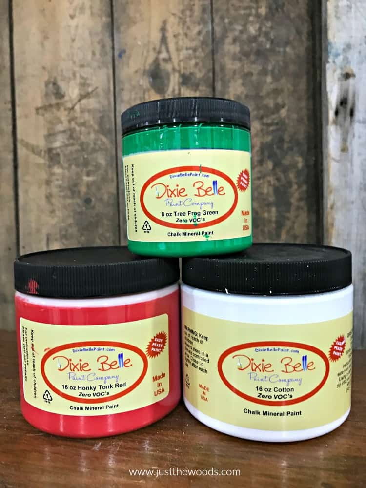 dixie belle paint, red green and white paint, chalk paint