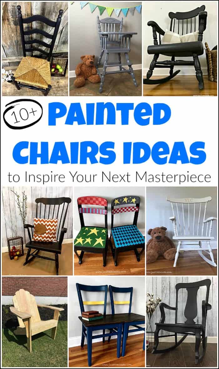 Painted chairs are an awesome way to update a space. Painted wooden chairs have their own kind of unique character that shouldn't go unnoticed. Whether you have an old ladder back chair or a rocking chair that's been in the family for years these painted chairs ideas will help you take your project to the next level. #paintedchairs #paintedchair #paintedchairsideas #paintedwoodenchairs #paintedadirondackchairs #paintedfabricchairs