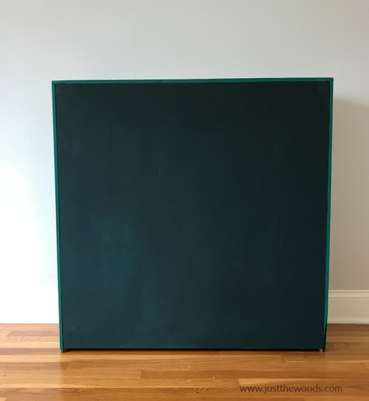 dark green painted bookcase, no prep, chalk paint no sanding, no prep chalk paint