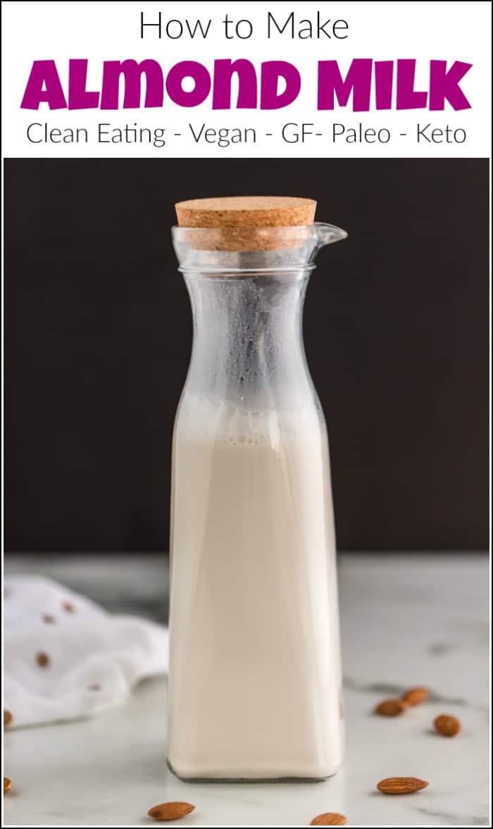 See how to make almond milk at home. Making almond milk is so easy with only 2 ingredients and healthier than anything you could buy in the store. #howtomakealmondmilk #homemadealmondmilk #makingalmondmilk #cleaneating #makeyourownalmondmilk