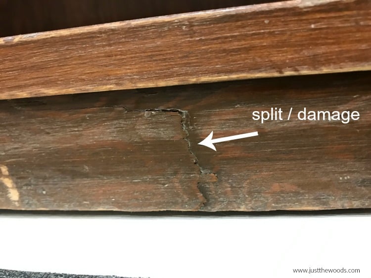 repair damaged wood, repair wood furniture, split wood bookcase