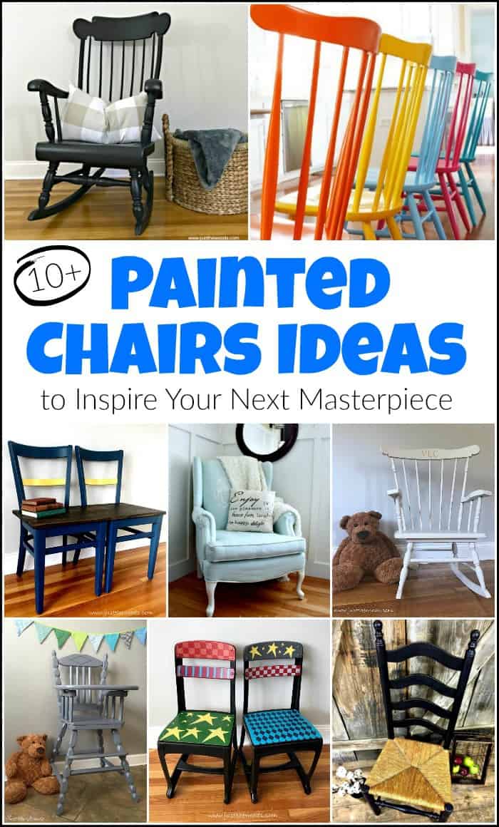 Painted chairs are an awesome way to update a space. Painted wooden chairs have their own kind of unique character that shouldn't go unnoticed. Whether you have an old ladder back chair or a rocking chair that's been in the family for years these painted chairs ideas will help you take your project to the next level. #paintedchairs #paintedchair #paintedchairsideas #paintedwoodenchairs #paintedadirondackchairs #paintedfabricchairs