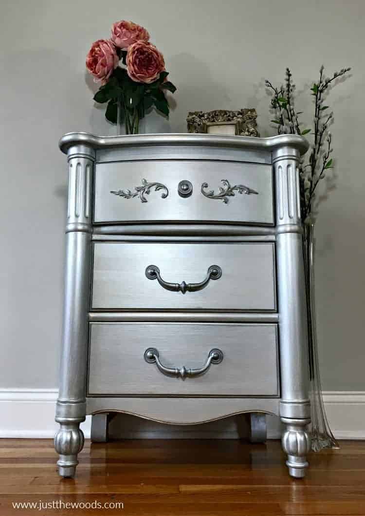 Silver shop metallic nightstand