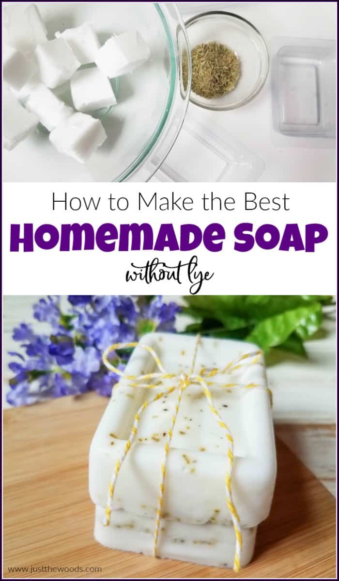 Homemade soap is fun and easy. Soap making isn't complicated since you can easily make your own soap without lye. Homemade bar soap makes great gifts too. Make your own DIY soap with rosemary. #howtomakesoap #makeyourownsoap #soapmaking #howtomakesoapwithoutlye | how to make soap without lye | make soap at home | make natural soap 