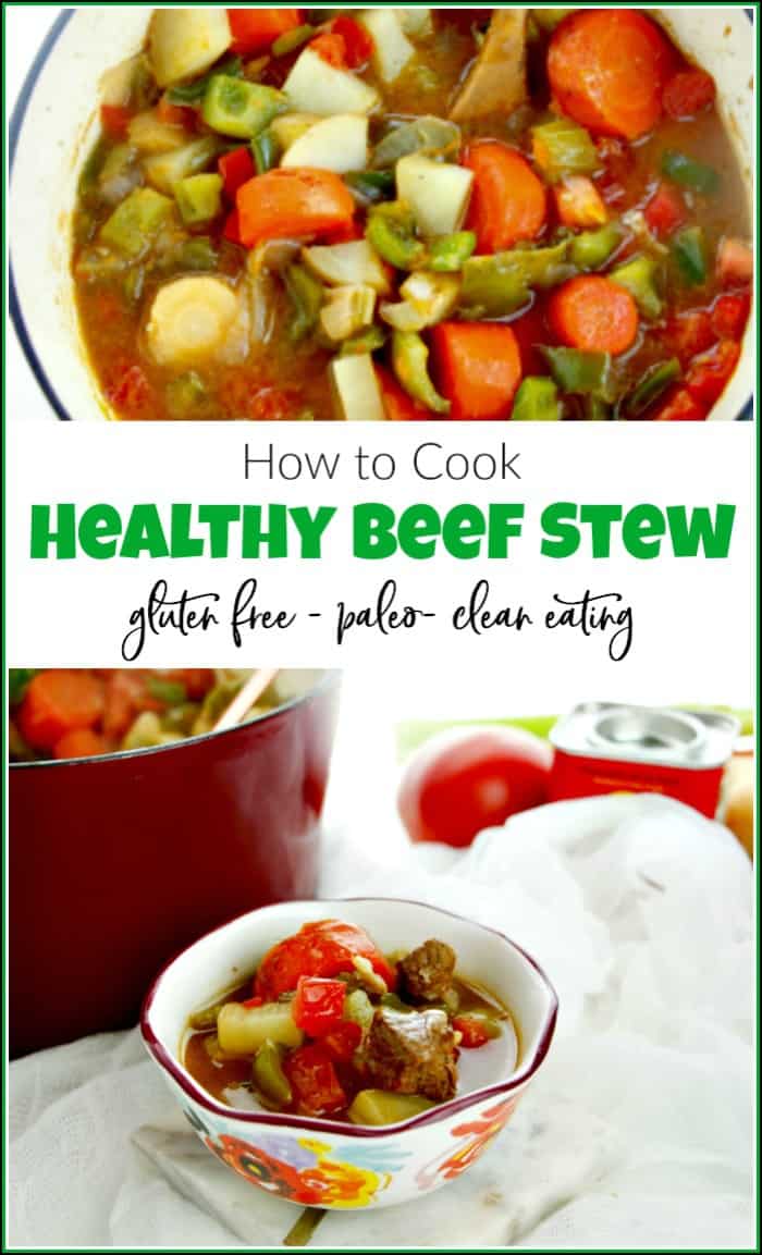 The best healthy beef stew recipe packed with vegetables, beef stew meat and beef stew spices. This easy beef stew recipe is delicious and good for you. #healthybeefstew #howtomakebeefstew #howtocookbeefstew | homemade beef stew | gluten free beef stew | easy beef stew recipes | dutch oven beef stew | beef stew stove top