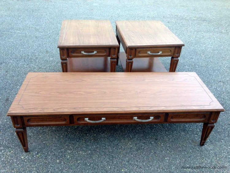 vintage mersman tables, brown wood tables, coffee and end tables