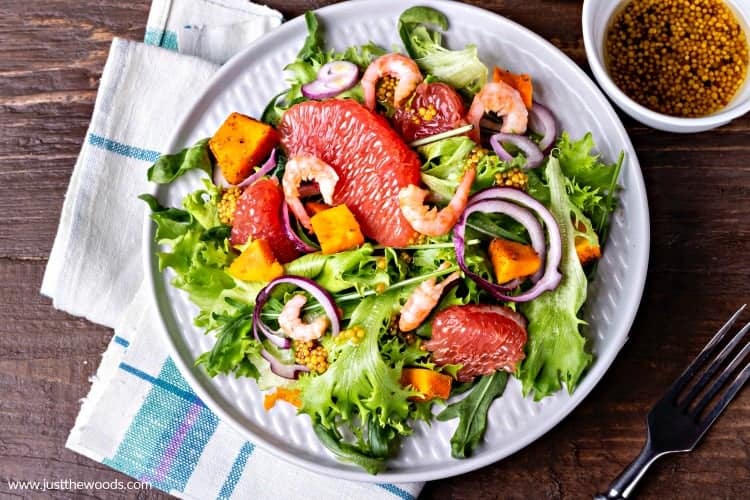 salad recipe with shrimp and grapefruit, salad recipes, arugula salad with shrimp and grapefruit