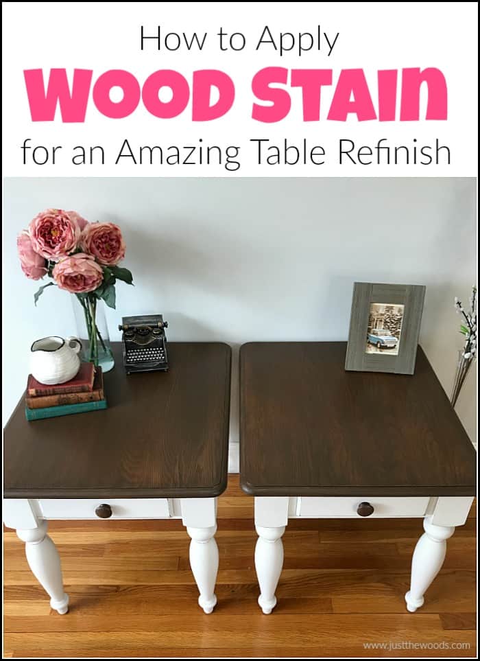 Wood stain can feel intimidating at times. See how to refinish a table with the perfect furniture stain and paint to get amazing results. Refinishing furniture with the best wood stain and furniture paint tutorial. #paintedfurniture #woodstain #howtoapplywoodstain #howtostainwoodtables #paintandstain