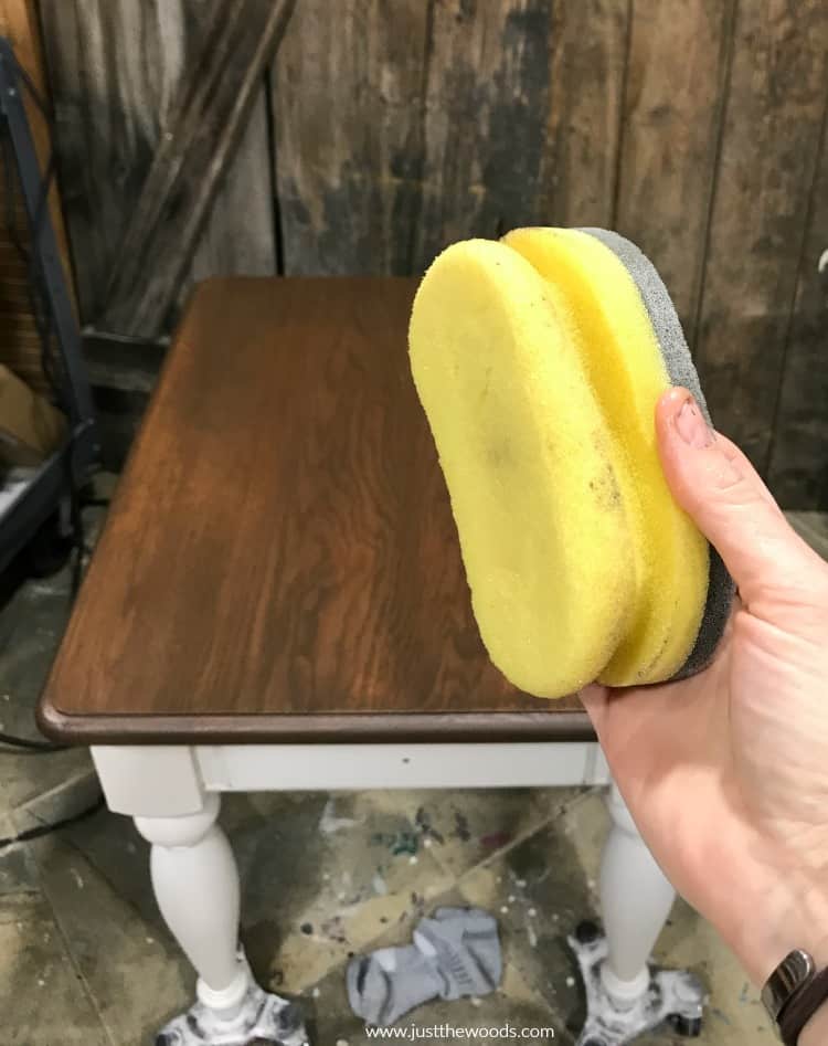 yellow sponge to apply top coat