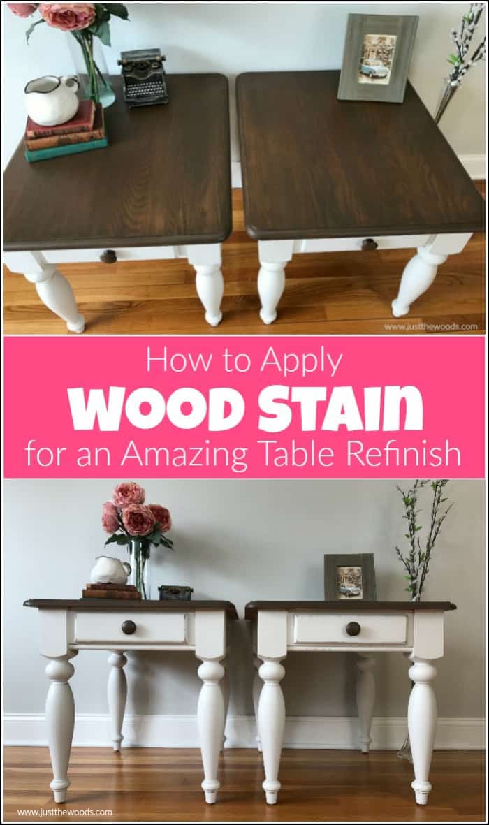 Wood stain can feel intimidating at times. See how to refinish a table with the perfect furniture stain and paint to get amazing results. Refinishing furniture with the best wood stain and furniture paint tutorial. #paintedfurniture #woodstain #howtoapplywoodstain #howtostainwoodtables #paintandstain