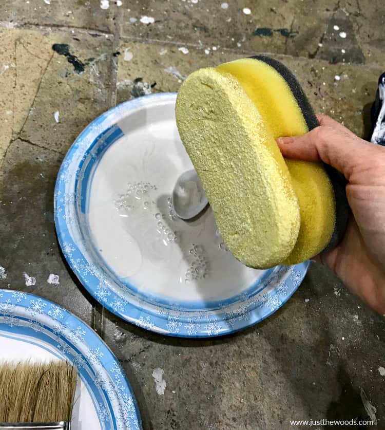 remove excess onto plate, seal furniture with sponge, how to apply sealer