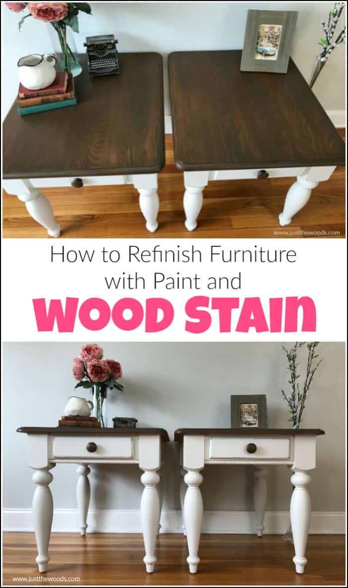 Wood stain can feel intimidating at times. See how to refinish a table with the perfect furniture stain and paint to get amazing results. Refinishing furniture with the best wood stain and furniture paint tutorial. #paintedfurniture #woodstain #howtoapplywoodstain #howtostainwoodtables #paintandstain