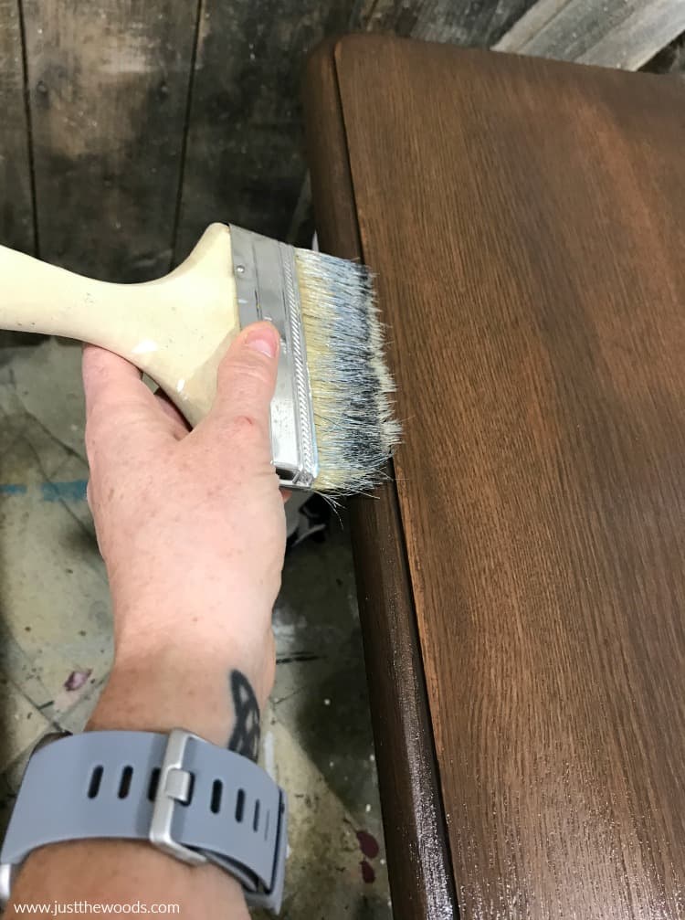 remove excess sealer with clean brush, how to seal refinished tables, how to refinish wooden furniture