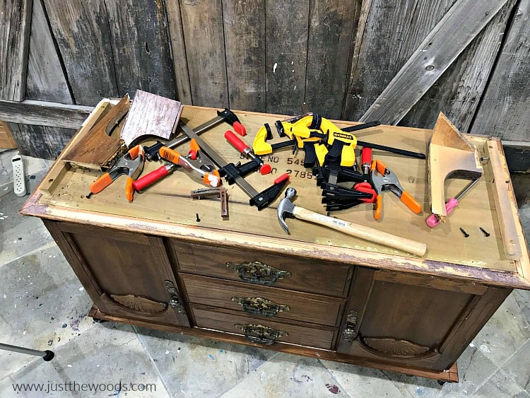 How to Repair Furniture Using Bondo Wood Filler - Meg Del Design