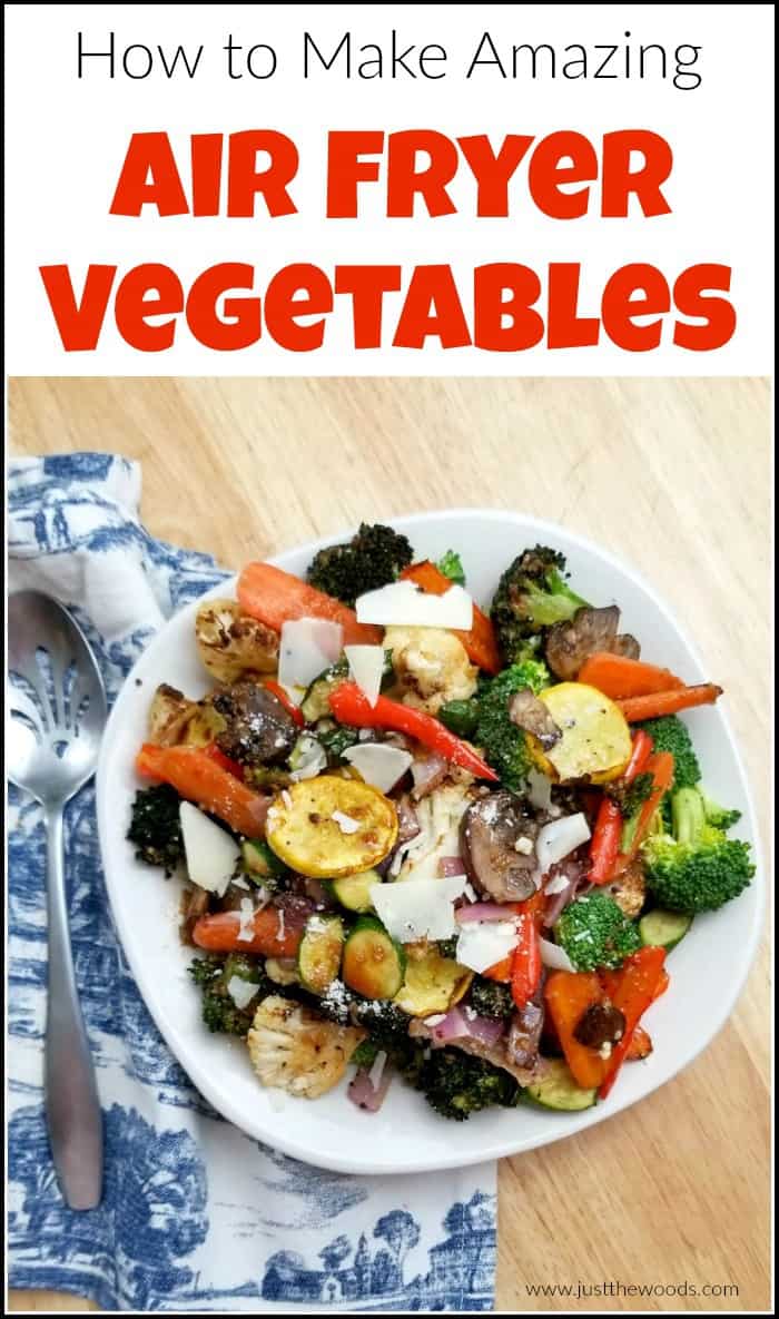 Air fryer vegetables are delicious, even if you don't love to eat your veggies. This air fryer vegetable recipe is perfect as a main course or side dish. #airfryerrecipe #airfryervegetables #healthyairfryerrecipes #vegetablesinairfryer #howtocookvegetablesinairfryer #airfryer