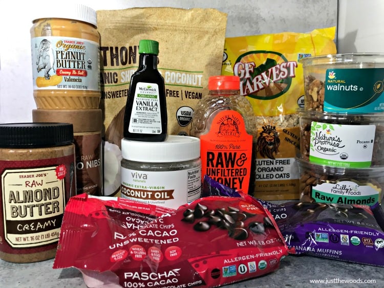 ingredients to make chocolate peanut butter oatmeal bars