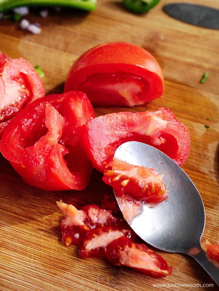 guacamole with tomato, cut tomato