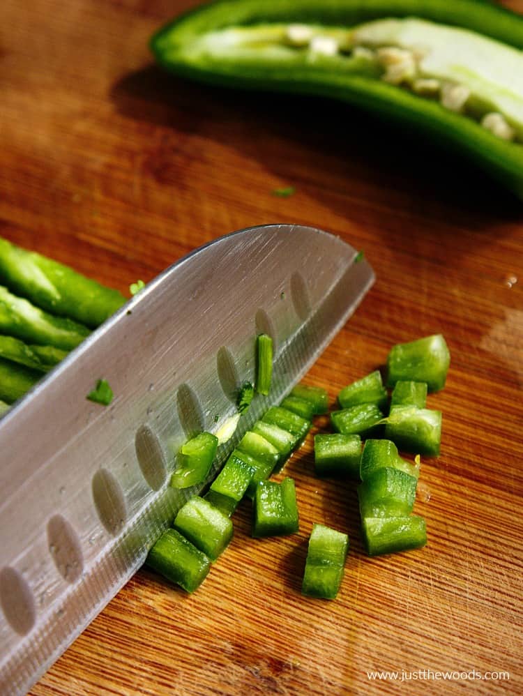 chopped jalapeno in guacamole