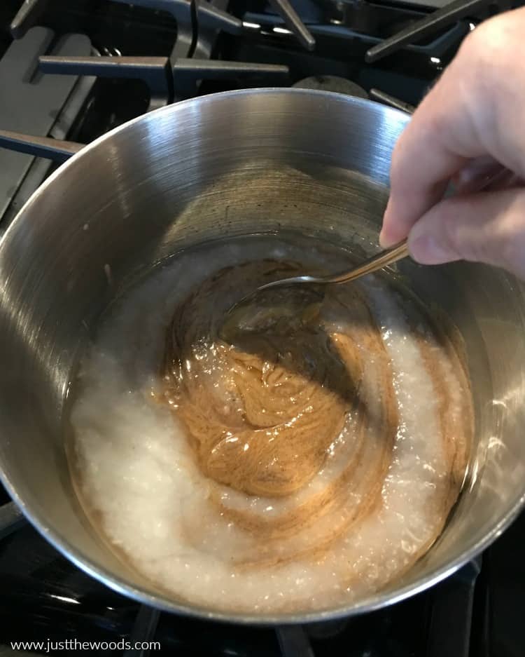 stir wet ingredients over low heat