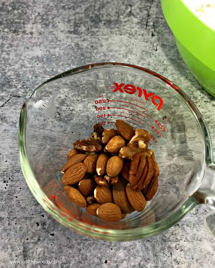 nuts in pyrex measuring cup