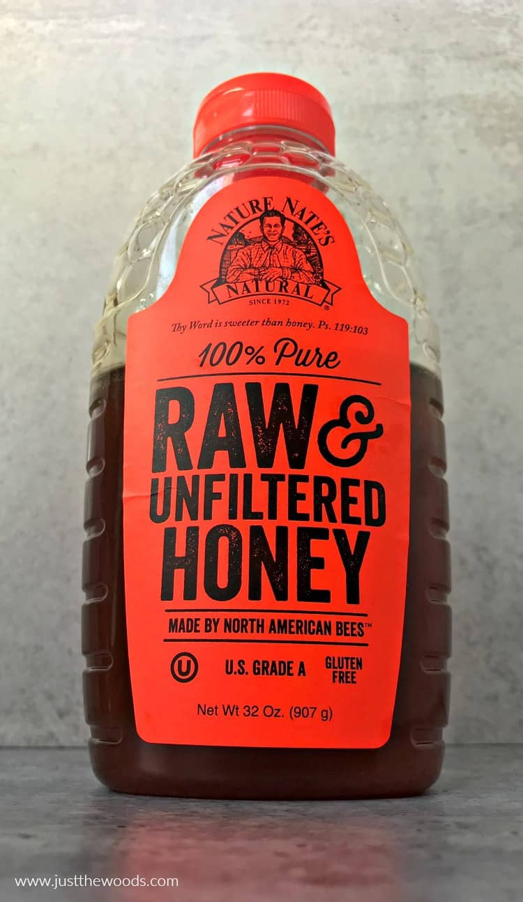 pure raw unfiltered honey, honey with orange label