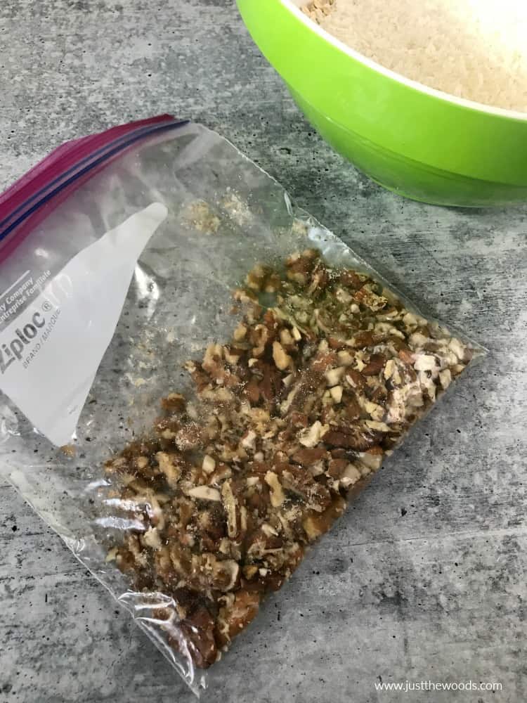 chopped nuts in clear bag