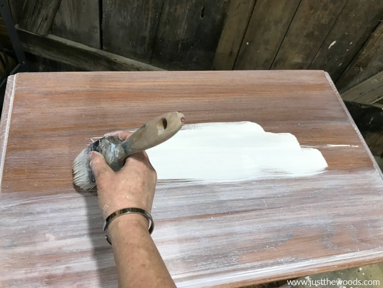 white wash paint on wood furniture, painting whitewash onto table