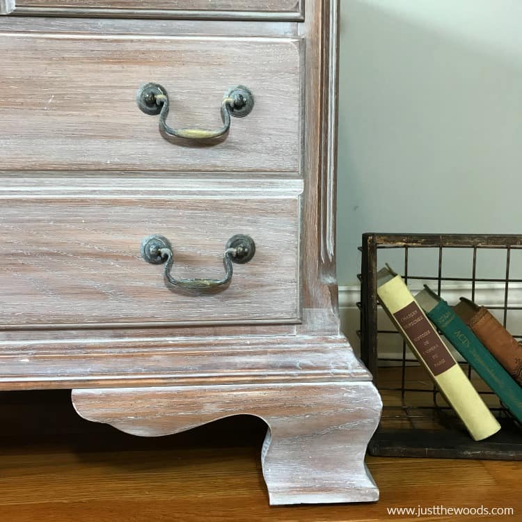 weathered wood furniture, whitewashed drawer hardware