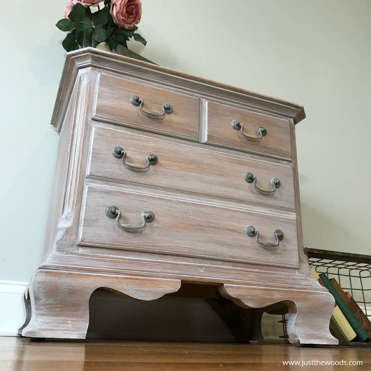 weathered wood stain painted furniture, nightstand whitewash