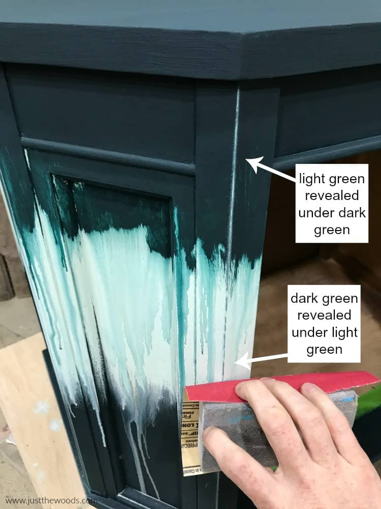 distressing details, painted furniture with laters and distressing